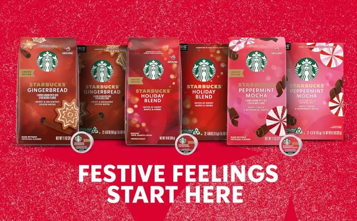 Starbucks Ground CoffeePeppermint Mocha Flavored Coffee100% ArabicaNaturally FlavoredLimited Edition1 bag (17 oz ) - Festive Feelings Start Here
