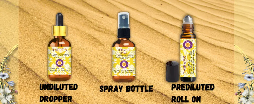 Deve Herbes Thieves Multipurpose Essential Oil Blend Infused Spray for Aromatherapy and Topical Skin Application for Kids and Adults 30ml (1 oz) - dropper, spray, roll on
