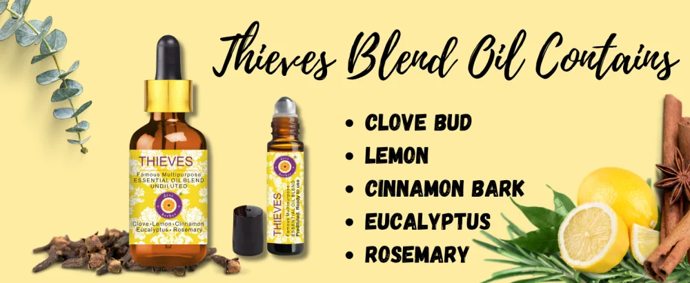 Deve Herbes Thieves Multipurpose Essential Oil Blend Infused Spray for Aromatherapy and Topical Skin Application for Kids and Adults 30ml (1 oz) - Thieves blend contains clove bud, lemon, cinnamon, eucalyptus, rosemary