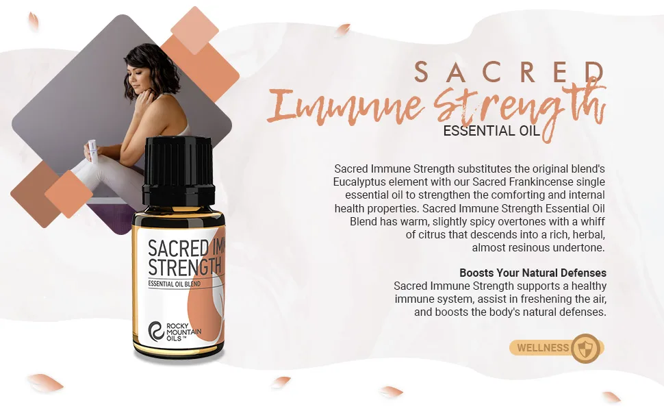 Rocky Mountain Oils Sacred Immune Strength Essential Oil Blend - Essential Oils for Diffuser Topical and Home - 15ml - essential oil frankincense essential oil hair care rosemary essential oil lemon essential oil