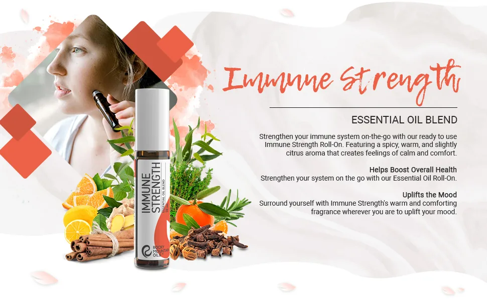 Rocky Mountain Oils Immune Strength Essential Oil Blend Roll On with Essential Oils - 10ml - lemon essential oil immune support clove oil rosemary oil clove essential oil essential oil blends