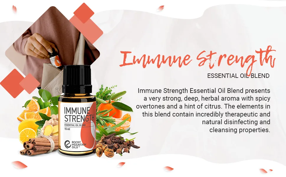 Rocky Mountain Oils Immune Strength Essential Oil Blend - Essential Oils for Diffuser Topical and Home - 15ml - Immune Strength Essential Oil