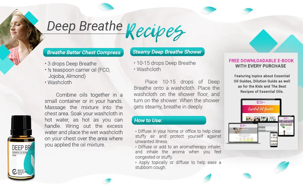 Rocky Mountain Oils Deep Breathe Essential Oil Blend Essential Oils - Aromatherapy Oils for Diffuser and Topical - Relaxing Essential Oils - 15ml - breathe essential oil blend natural essential oils aromatherapy oils for diffuser breathe easy