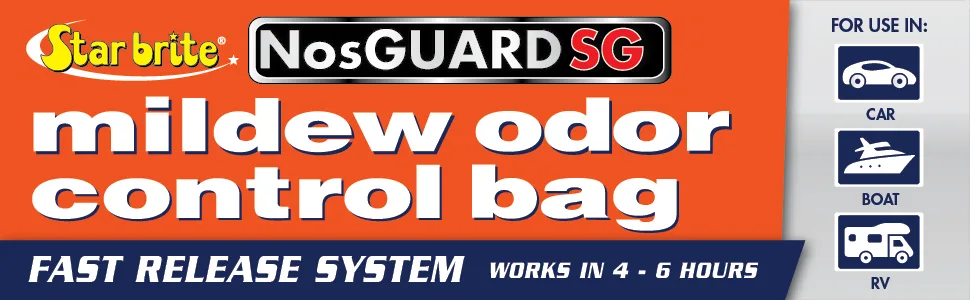 STAR BRITE Mildew Odor Control - Fast Release System - Ideal for Boat, RV, Auto & Cabins Coming Out of Storage - Permanently Remove Odor in 4-6 Hours (89970) - NosGuard SG Mildew Odor Control - Fast Release - Kill Odor Fast! Guaranteed