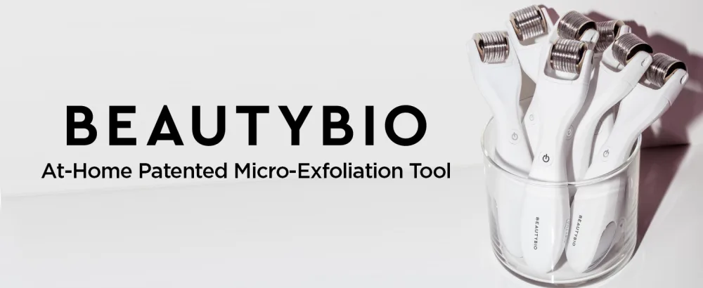 BeautyBio GloPRO Tool & 4 MicroTip Attachment Heads (Face Eye Lip Body) - BeautyBio Skincare routine derma roller exfoliation at home wrinkles pores fine lines restore