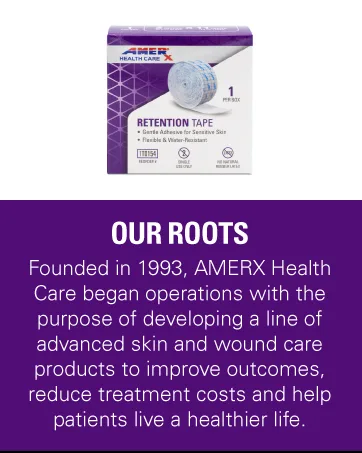AMERX Retention Tape - Gentle Adhesive Dressing to Secure Primary Wound Dressings Catheters Feeding Tubes - our roots