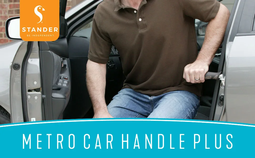 Stander Metro Car Handle Plus, Portable Vehicle Support Grab Bar, Standing Assist Mobility Aid, Includes LED Flashlight - stander metro car handle plus car cane assist handle auto emergency vehicle safety mobility grab bar