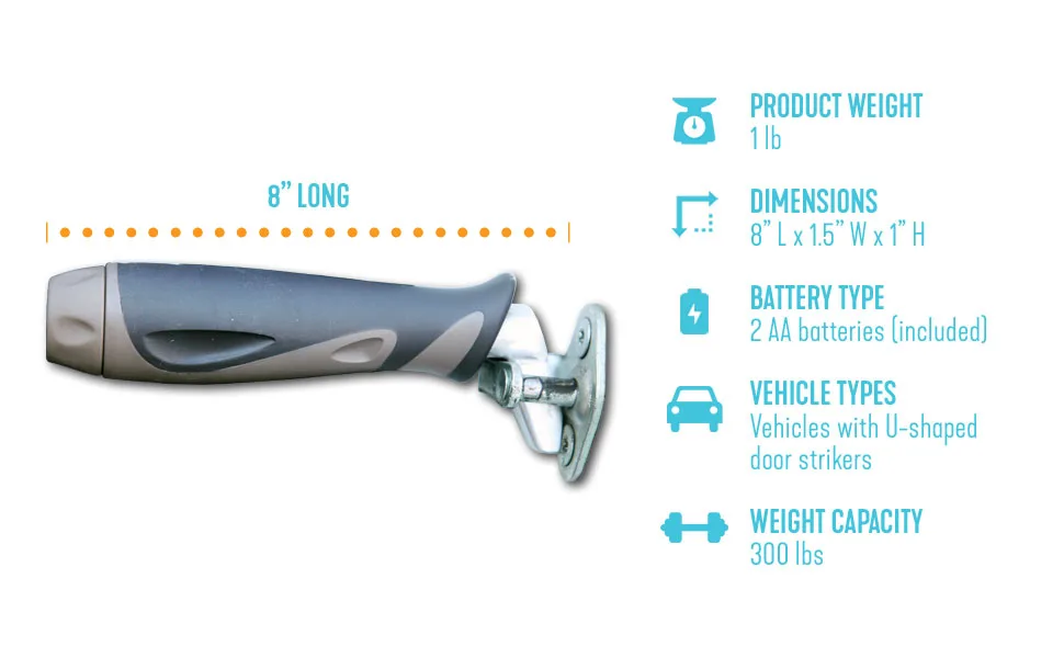 Stander Metro Car Handle Plus, Portable Vehicle Support Grab Bar, Standing Assist Mobility Aid, Includes LED Flashlight - stander metro car handle u shaped door striker strong universal auto safety assist handle support