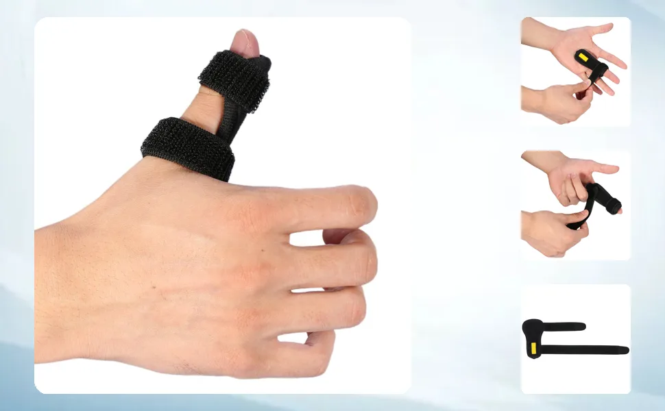 FILFEEL Finger Splint Adjustable Support Brace with Hook&Loop Tape for Straightening Curved Deformation - JM02965-1