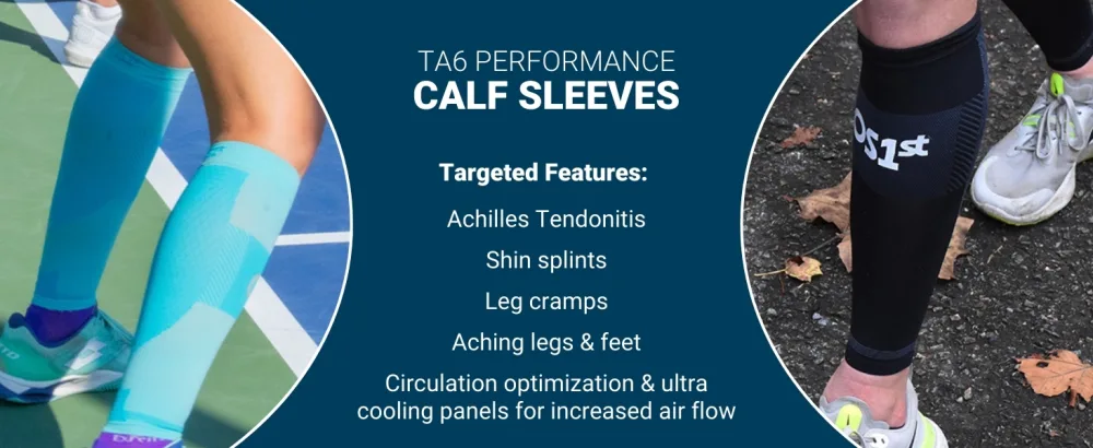 OS1st Thin Air Compression Calf Sleeves TA6 for running maximizing airflow and relieving shin splints Black Medium - OS1st Thin Air Calf Sleeves