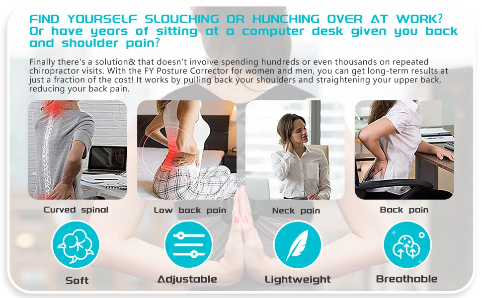 Posture Corrector Women Men Upper Back Brace Support Back Strap Brace for Posture Adjustable Back Straightener Scoliosis Posture Corrector Pain Relief for Neck & Clavicle(Regular) Upgraded - back brace