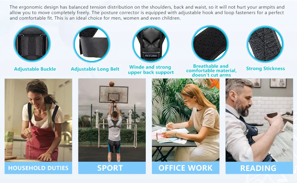 Posture Corrector Women Men Upper Back Brace Support Back Strap Brace for Posture Adjustable Back Straightener Scoliosis Posture Corrector Pain Relief for Neck & Clavicle(Regular) Upgraded - waist support
