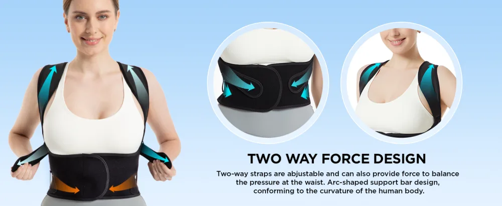 Posture Corrector for Back Brace Support: Adjustable Shoulder Straightener for Men and Women Large - back