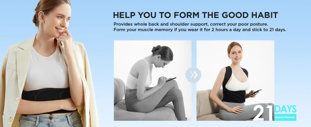 Posture Corrector for Back Brace Support: Adjustable Shoulder Straightener for Men and Women Large - back