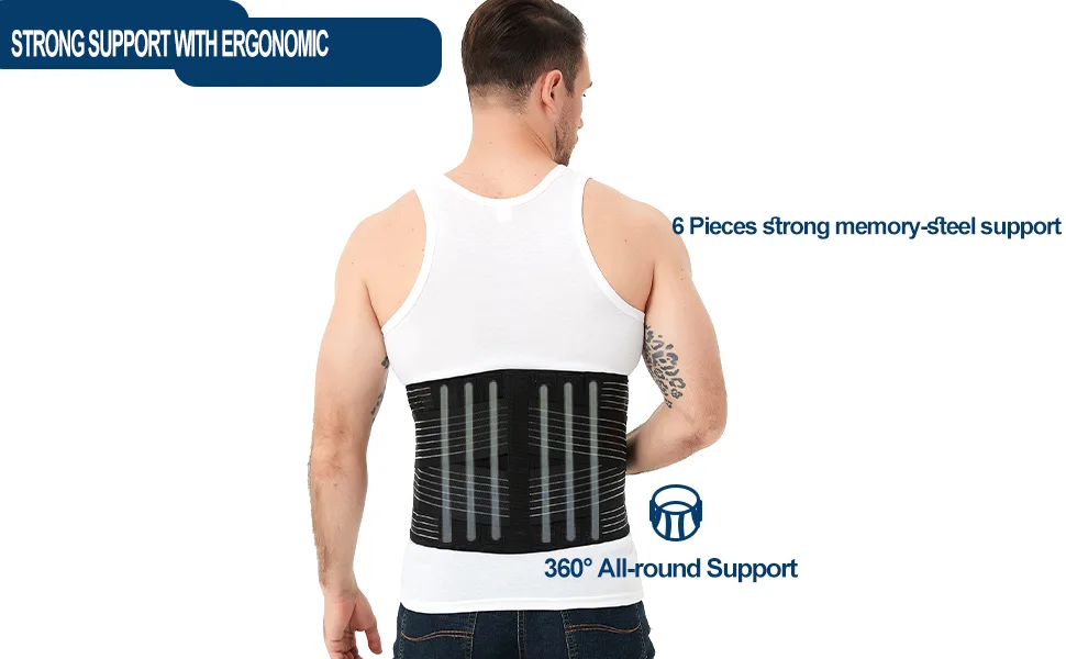Lumbar Support for Men and Women Breathable Back Support Belt Adjustable Lumbar Support Belt Back Brace for Lower Back Pain Herniated Disc Sciatica Back Brace Posture Corrector- Medium - back brace lower pain