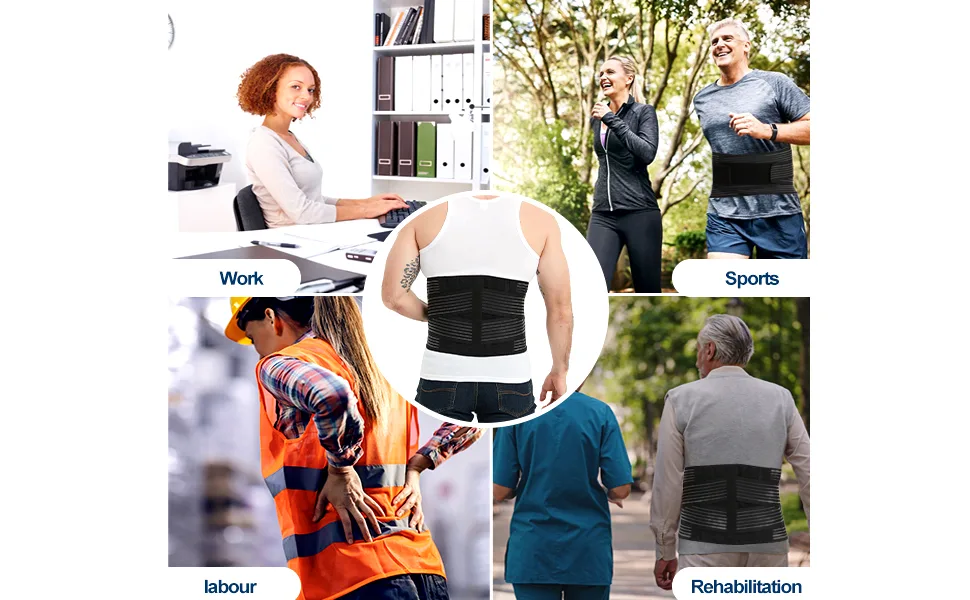 Lumbar Support for Men and Women Breathable Back Support Belt Adjustable Lumbar Support Belt Back Brace for Lower Back Pain Herniated Disc Sciatica Back Brace Posture Corrector- Medium - lower back support