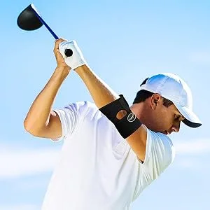Doctor Developed Premium Copper Lined Elbow Support Brace And Doctor Written Handbook guaranteed Relief & Support for Elbow Injuries and Other Elbow Conditions - golf