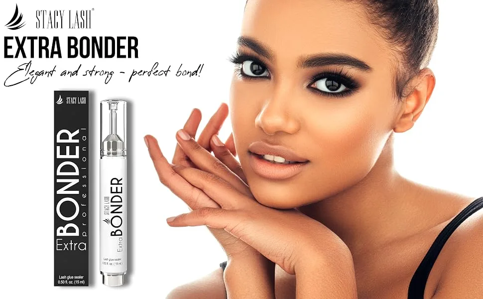 Stacy Lash Extra Bonder for Eyelash Extensions / 0.50 fl. oz. / 15ml / Super Sealer/Prevents Adhesive Shock Polymerization/Reduces Semi-Permanent Glue Fumes/Professional Use Only - glue adhesive beauty bonder brush c classic cleanser clear curl curler d dark duo easy extension