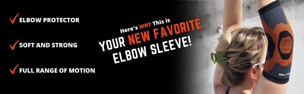 Tennis Elbow Compression Arm Sleeve - Brace for Tendonitis and Tennis Elbow (Large Black-Grey-Orange) Large Black-Grey-Orange - Elbow guard Roller skating padded Elbow protectors Baseball elbow guard Bursitis elbow Elbow sleeve