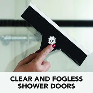 Squeegee for Shower Door, Car Windshield, and Glass Window - 2 Extra Silicone Replacement Blades - Foam Handle - Black - rubber squeegee squigy glass cleaner windows shower squigeey windows squeegee floor