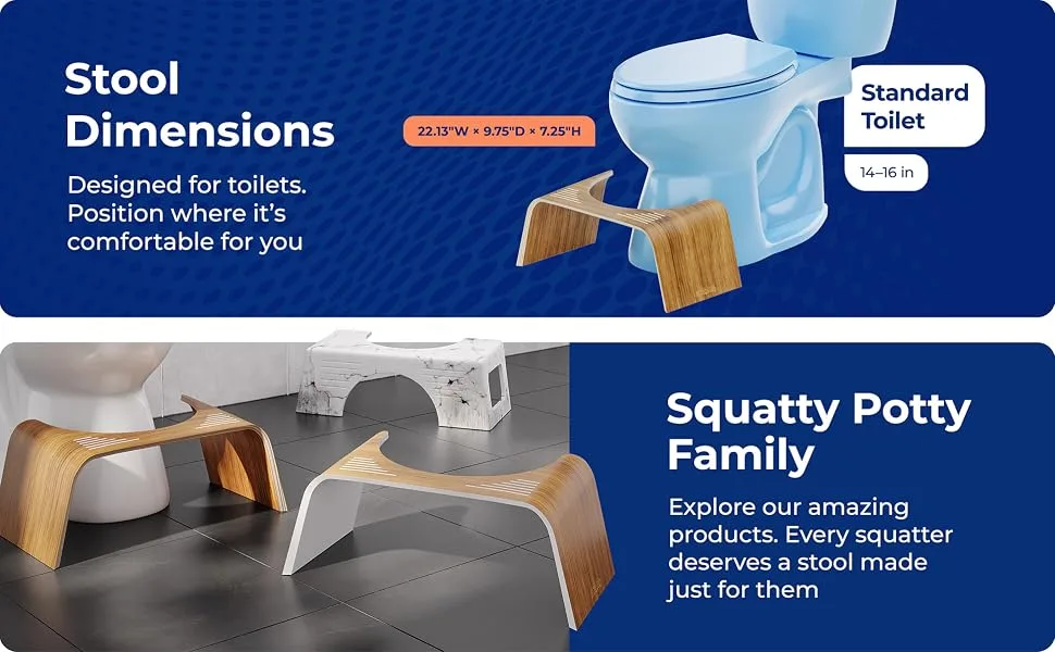 Squatty Potty The Original Bathroom Toilet Stool - Slim Teak Finish, 7 inch Height Brown - ergonomic technology