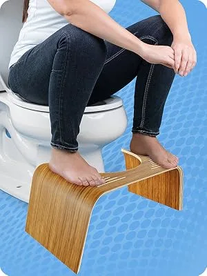 Squatty Potty The Original Bathroom Toilet Stool - Slim Teak Finish, 7 inch Height Brown - squat when we poop