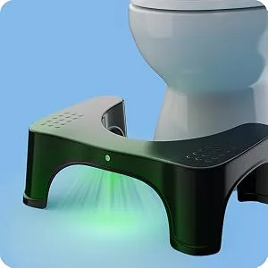 Squatty Potty Eclipse Toilet Stool With Motion and Activated Night Light, Black, 7 Inch - color setting
