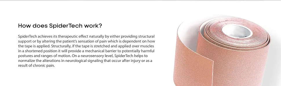 SpiderTech Gentle-Therapeutic Kinesiology Tape Roll for Hyper Sensitive and Radiated Skin 2"x16.4'50mmx5m Single Roll - gentle roll