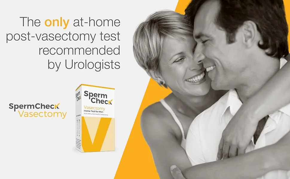 Spermcheck Vasectomy Home Test Kit | FSA - HSA Eligible - husband and wife hugging. The only at home post vasectomy test recommended by urologists spermcheck