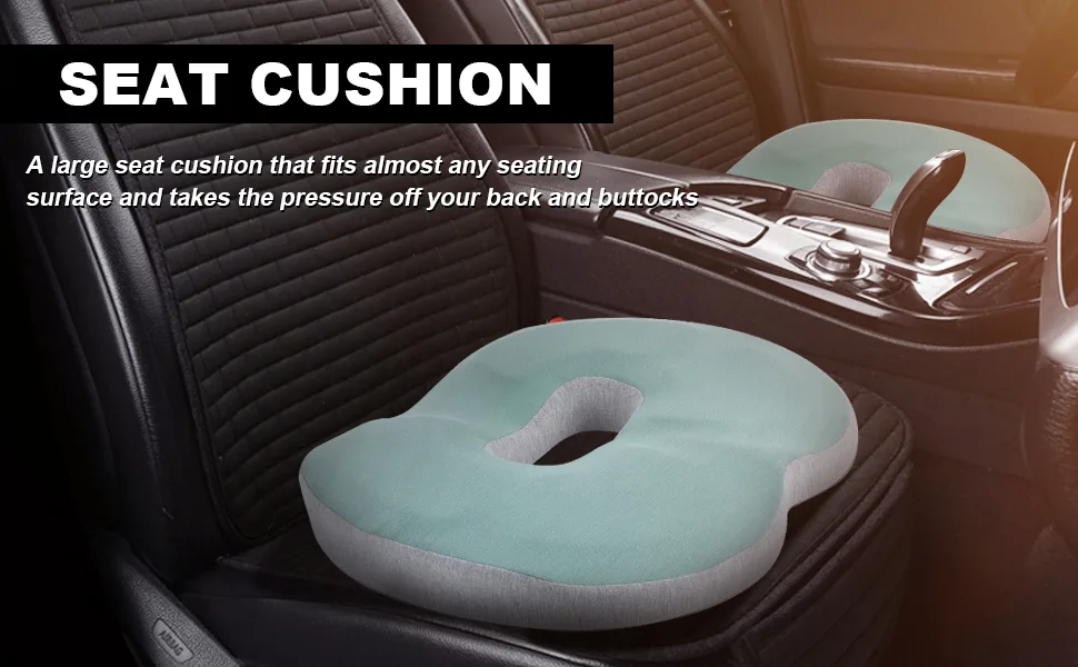 SPEEDWOW Hemorrhoid Donut Pillow, Ergonomic Design Hemorrhoid Cushion, Coccyx, Sciatica, Postpartum Pain Relief Memory Foam Cushion(Green) - seat cushion