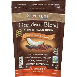Spectrum Essentials Chia & Flax Seed, Decadent Blend with Coconut & Cocoa, 12 Oz Chia & Flax 12 Ounce (Pack of 1) - product information 1