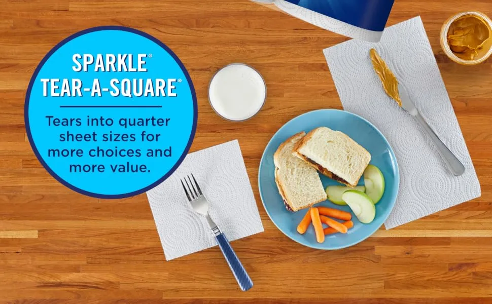 Sparkle Tear-A-Square Paper Towels, 2 Double Rolls  4 Regular Rolls, 2 Count (Pack of 1) - Poster 2