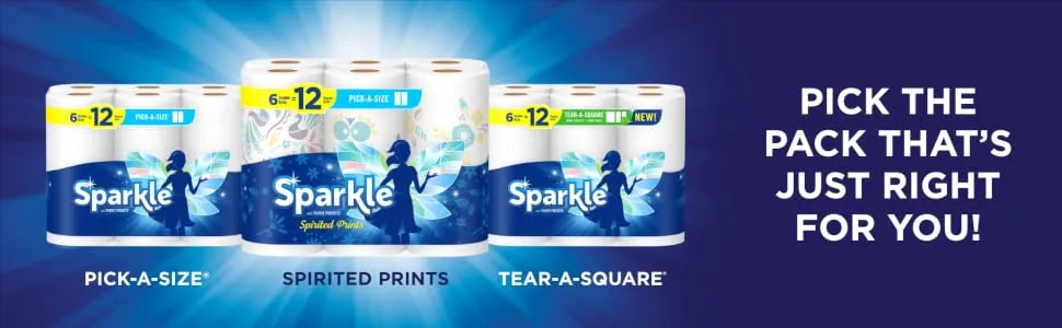 Sparkle Pick-A-Size Spirited Prints Paper Towels, 6 Double Rolls  12 Regular Rolls 110 Count (Pack of 1) - Pick Your Size
