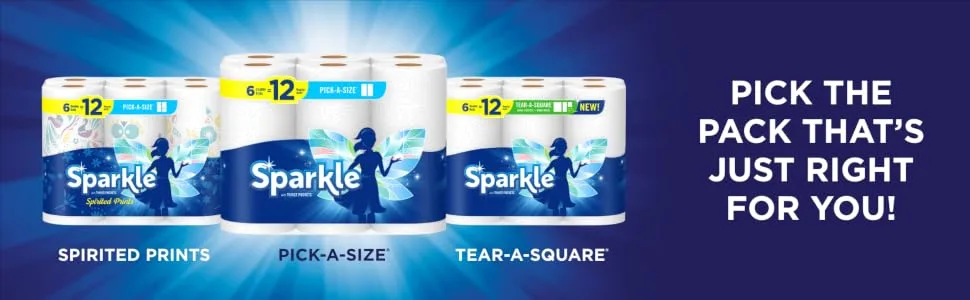 Sparkle Pick-A-Size Paper Towels, 6 Double Rolls  12 Regular Rolls - Pick Your Size
