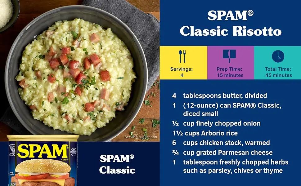 Spam Single Classic, 2.5 Ounce Pouch (Pack of 24) - Spam classic risotto recipe