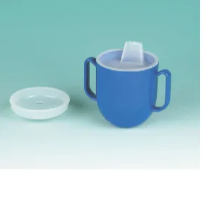 SP Ableware No-Tip Weighted Base Cup with Lids and Two Handles, Spill Proof - Blue (745940000) - SP Ableware Maddak No Tip Cup with Weighted Base Children Kids Pediatric Elderly Seniors