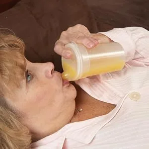 SP Ableware 745880000-1 Maddak Flo-Trol Convalescent Feeding Cup Transparent Universal - SP Ableware Maddak Flo-Trol Convalescent Vacuum Feeding Cup Bedridden Liquid Flow Control Disability