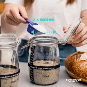 Sourdough Starter Jar Kit, 2-Pack, 34 oz. Glass Jars for Sourdough Starter, Wide Mouth Starter Dough Crock (SDJ-2) - Sour dough starter jar