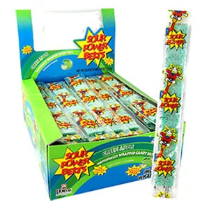 Sour Power Wrapped Belts, Blue Raspberry, Individually Wrapped Belts , 150 Count - Pack of 1 Blue Raspberry 150 Count (Pack of 1) - Sour Power Green Apple Wrapped Belts