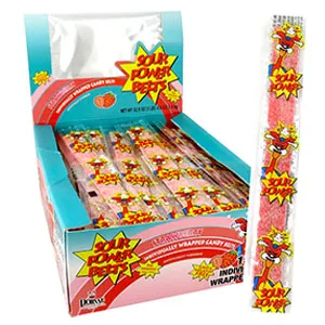 Sour Power Wrapped Belts, Blue Raspberry, Individually Wrapped Belts , 150 Count - Pack of 1 Blue Raspberry 150 Count (Pack of 1) - Sour Power Strawberry Wrapped Belts