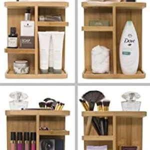 Sorbus 360 Bamboo Cosmetic Organizer, Multi-Function Storage Carousel for Makeup, Toiletries, and More  Great for Vanity, Desk, Bathroom, Bedroom, Closet, Kitchen (Bamboo) - bamboo carousel