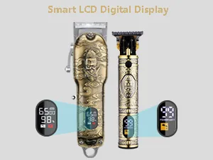 Soonsell Hair Clippers for Men T-Blade Trimmer Set,Man Professional Cordless Barber Clippers Set ,Blade Close Cutting Beard Trimmer ,LCD Display(Gold) - clippers for men