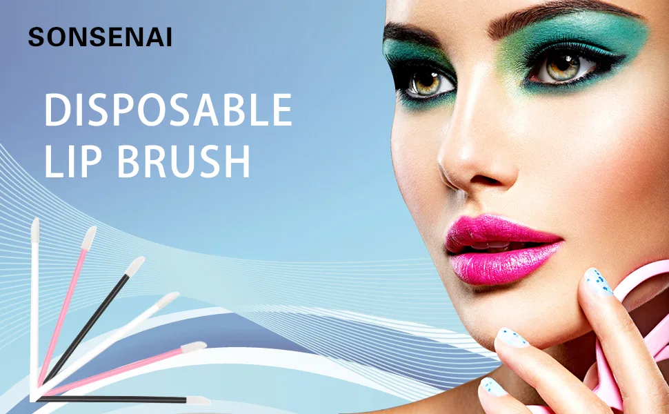 SONSENAI 300Pcs Disposable Lip Brushes Make Up Brush Lip Gloss Applicators Lipstick Wands Tool Kits Lip Gloss Applicators Tester Wands - lip brush