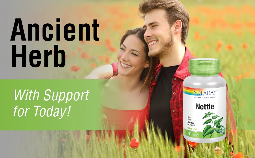 Solaray Nettle Leaf 900mg | Healthy Kidney, Urinary & Prostate Support | Traditional Use for Healthy Allergy Response & Respiratory Wellness | 180 CT - Solaray Nettle Leaf 450mg Vegan Non-GMO 180 VegCaps