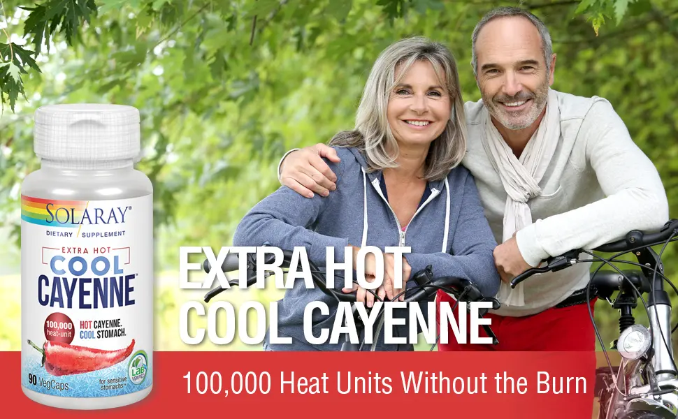 Solaray Extra Hot Cool Cayenne 100,000 HU | Healthy Digestion, Metabolism & Cardiovascular Support | 90 VegCaps - Solaray Extra Hot Cool Cayenne 100,000 HU Healthy Digestion Metabolism & Cardiovascular 90 VegCaps
