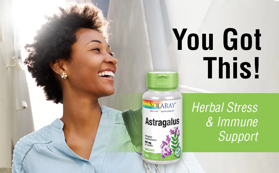 Solaray Astragalus Root 400mg | Healthy Immune Function & Stress Support | Adaptogen Herb | Non-GMO, Vegan & Lab Verified | 100 VegCaps - Solaray Astragalus Root 400mg Immune Function Stress Adaptogen Non-GMO Vegan Lab Verified 100VegCaps