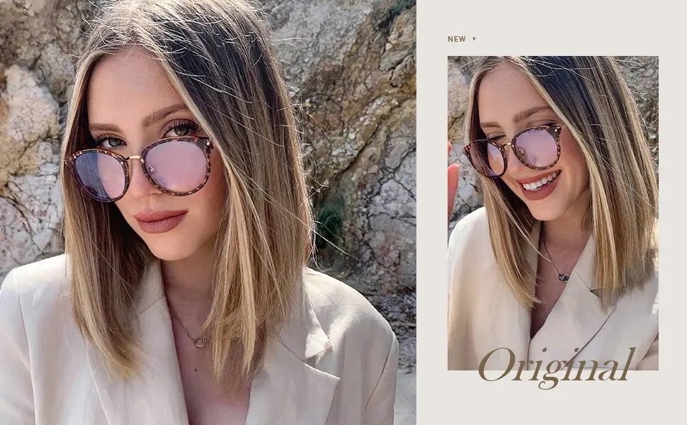 SOJOS Retro Round Blue Light Glasses for Women Computer Glasses Big TR90 Eyewear Frame SJ9001 Bright Leopard - product information 9