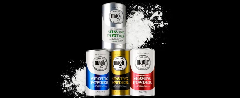 SoftSheen-Carson Magic Razorless Shaving for Men, Magic Skin Conditioning Shaving Powder, with Vitamin E and Aloe, formulated for Black Men, Depilatory, Helps Stop Razor Bumps, 4.5 oz 4.5 Ounce (Pack of 1) - magic family, magic shave, razorless shaving, for the face, shaving, shave cream, shaving cream