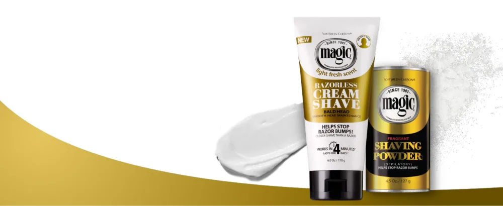 SoftSheen-Carson Magic Razorless Shaving for Men, Magic Skin Conditioning Shaving Powder, with Vitamin E and Aloe, formulated for Black Men, Depilatory, Helps Stop Razor Bumps, 4.5 oz 4.5 Ounce (Pack of 1) - magic family, magic shave, razorless shaving, for the face, shaving, shave cream, shaving cream