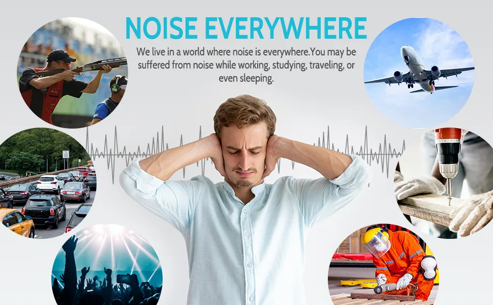 Soft Foam Earplugs 60 Pairs, 38dB SNR Comfortable Ear Plugs for Sleeping, Snoring, Shooting, Mowing, and All Loud Noise by Lysian, Light Blue/White - ear plugs
